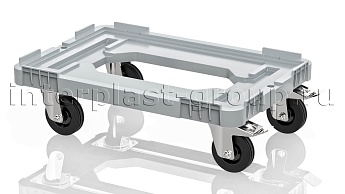 Тележка пластиковая с отверстием 2 колеса с тормозом усиленная серая в Феодосии