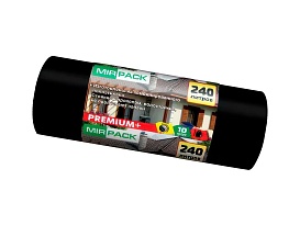 Мешки для мусора 240 л, ароматизированные, черные, в рулоне 10 шт., ПВД 45 мкм, 1300х930 мм, PREMIUM+, 24010830 в Феодосии