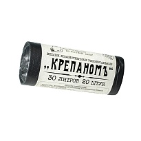Мешки для мусора 30 л, черные, в рулоне 20 шт., ПНД, 7 мкм, 560х440 мм, Крепаномъ, 4607075710580 в Феодосии