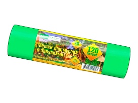 Мешки для мусора 120 л, с завязками, зеленые, в рулоне 10 шт., ПНД, 15 мкм, 800х750 мм, VIP, Z12010green в Феодосии Мешки для мусора 120 л, с завязками, зеленые, в рулоне 10 шт., ПНД, 15 мкм, 800х750 мм, VIP, Z12010green в Феодосии