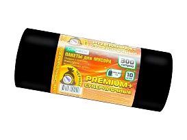 Мешки для мусора 300 л, черные, в рулоне 10 шт., ПВД 70 мкм, 1400х1000 мм, PREMIUM+, 30010160 в Феодосии