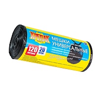 Мешки для мусора 120 л, черные, в рулоне 20 шт., ПНД, 15 мкм, 1100х700 мм, Крепак, 4607075710207 в Феодосии