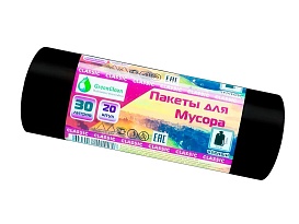 Мешки для мусора 30 л, черные, в рулоне 20 шт., ПНД, 7 мкм, 600х500 мм, MIRPACK Classik, 302040 в Феодосии