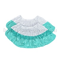 Бахилы бело-бирюзовые 1000 шт (500 пар), 48 мкм, двойная подошва, с одной резинкой, Эконом+ в Феодосии Бахилы бело-бирюзовые 1000 шт (500 пар), 48 мкм, двойная подошва, с одной резинкой, Эконом+ в Феодосии