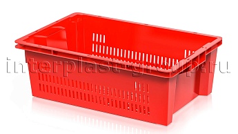 Ящик универсальный для овощей, фруктов и хлеба перфорированный красный в Феодосии