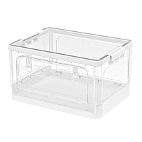 Ящик пластиковый складной прозрачный, дно белое, 360х235х230 мм, с колесиками в Феодосии