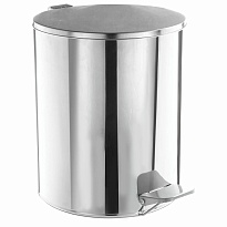 Ведро для мусора с педалью, усиленное, ТИТАН, 7 л, кольцо под мешок, нержавеющая сталь, хром в Феодосии
