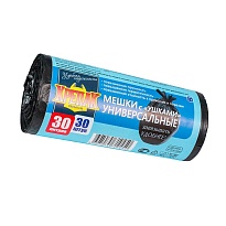 Мешки для мусора 30 л, с ушками, черные, в рулоне 30 шт., ПНД, 9 мкм, 600х500 мм, Крепак, 4607075710450 в Феодосии Мешки для мусора 30 л, с ушками, черные, в рулоне 30 шт., ПНД, 9 мкм, 600х500 мм, Крепак, 4607075710450 в Феодосии