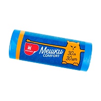 Мешки для мусора 30 л, синие, в рулоне 30 шт., ПНД, 7 мкм, 560х480 мм, Comfort, М0031 (МН 30-30с) в Феодосии Мешки для мусора 30 л, синие, в рулоне 30 шт., ПНД, 7 мкм, 560х480 мм, Comfort, М0031 (МН 30-30с) в Феодосии