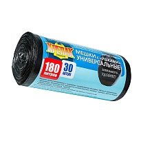 Мешки для мусора 180 л, с ушками, черные, в рулоне 30 шт., ПНД, 20 мкм, 1150х800 мм, Крепак, 4607075710399 в Феодосии