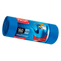 Мешки для мусора 160 л, с ушками, синие, в рулоне 10 шт., ПВД, 30 мкм, 1250х900 мм, PACLAN Multitop, 604064 в Феодосии