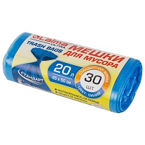 Мешки для мусора 20 л, синие, в рулоне 30 шт., ПНД, 8 мкм, 500х450 мм, LAIMA, 607682 в Феодосии