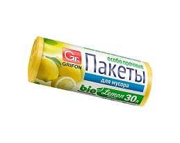 Мешки для мусора 30 л, ароматизированные, Лимон, желтые, в рулоне 20 шт., ПНД, 9 мкм, 560х530 мм, GRIFON Aroma, 101-020 Li в Феодосии Мешки для мусора 30 л, ароматизированные, Лимон, желтые, в рулоне 20 шт., ПНД, 9 мкм, 560х530 мм, GRIFON Aroma, 101-020 Li в Феодосии