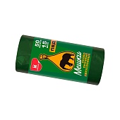 Мешки для мусора 50 л, зеленые, в рулоне 15 шт., ПВД, 24 мкм, 660х540 мм, Уфа Пак, МВ1519О (МВ 50-15ор)