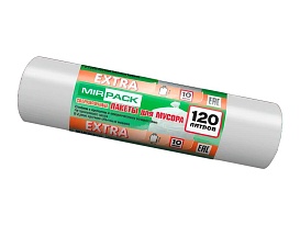 Мешки для мусора 120 л, белые, в рулоне 10 шт., ПНД, 14 мкм, 1100х700 мм, EXTRA, ex1201803 в Феодосии
