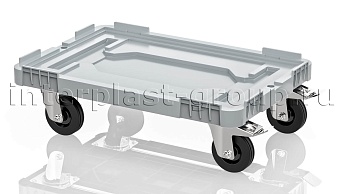 Тележка пластиковая сплошная 2 колеса с тормозом усиленная серая в Феодосии Тележка пластиковая сплошная 2 колеса с тормозом усиленная серая в Феодосии