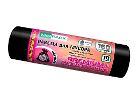 Мешки для мусора 160 л, ароматизированные, черные, в рулоне 10 шт., ПВД, 35 мкм, 1100х930 мм, PREMIUM+, 16010530 в Феодосии
